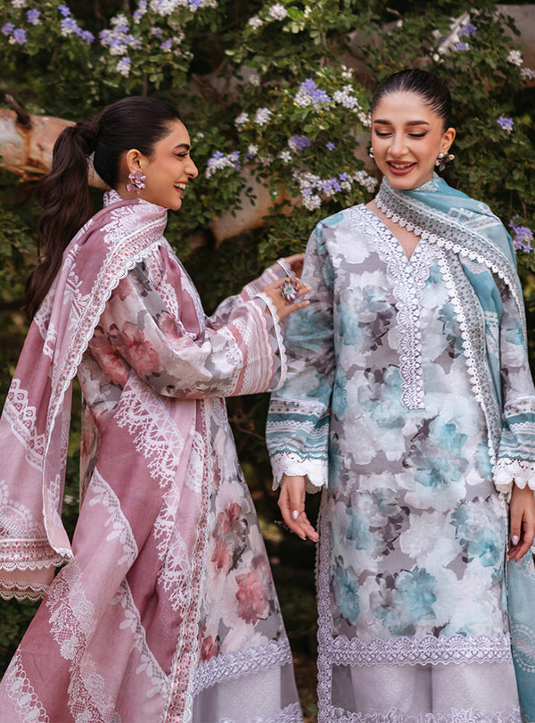 Zainab Chottani | Tahra Lawn 24 | ZINNIA - D 3B - Designer Dress with Intricate embroidery and embellishments. Shop elegent wedding dress at Maria Faisal.