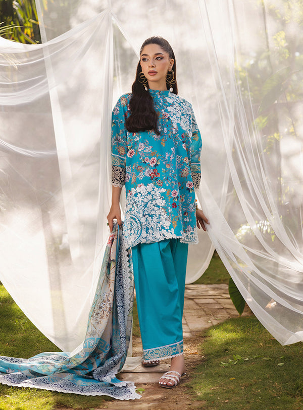 Zainab Chottani | Tahra Lawn 24 | BEEHA - D 2B - Designer Dress with Intricate embroidery and embellishments. Shop elegent wedding dress at Maria Faisal.