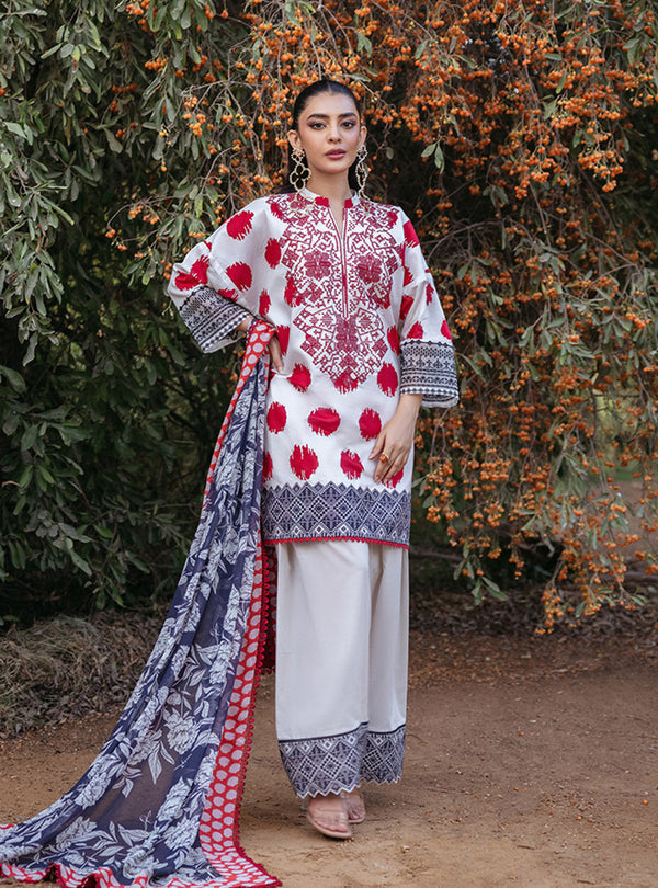 Zainab Chottani | Tahra Lawn 24 | FREYA - D 10A - Designer Dress with Intricate embroidery and embellishments. Shop elegent wedding dress at Maria Faisal.