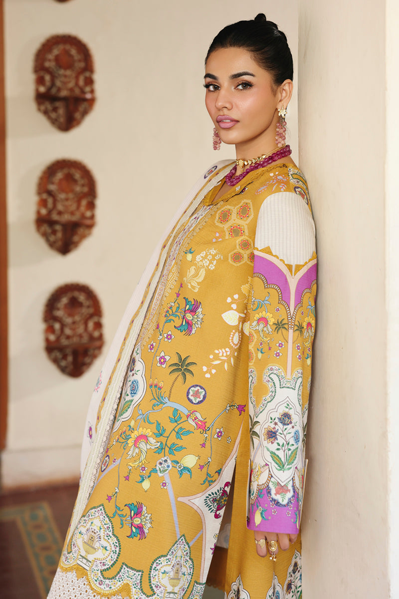 Qalamkar | QPrints Winter 25 | QW-07 (A) CELINA - Casual Dress - available at Maria Faisal in UK and USA.