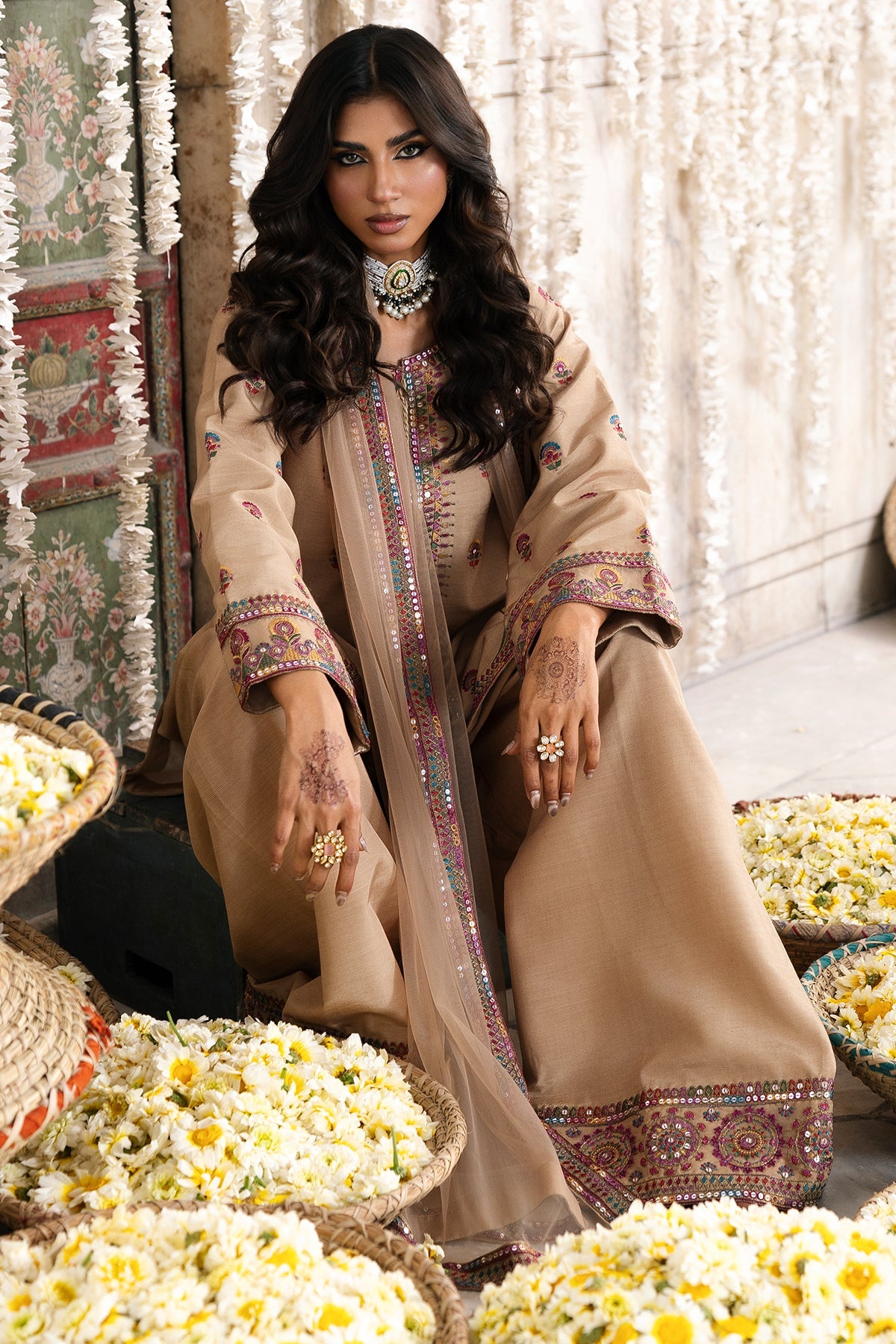 Charizma | Festive Pret | 3-PC Embroidered Silk CMA-6-326 - Formal Dress - available at Maria Faisal in UK and USA.