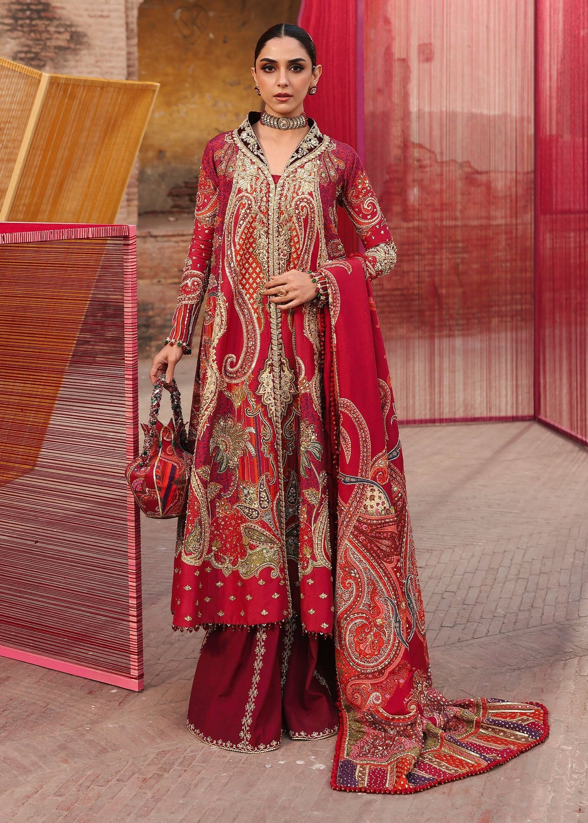Crimson | Jhilmil Wedding Formals | DAMINI - Wedding Dress - available at Maria Faisal in UK and USA.