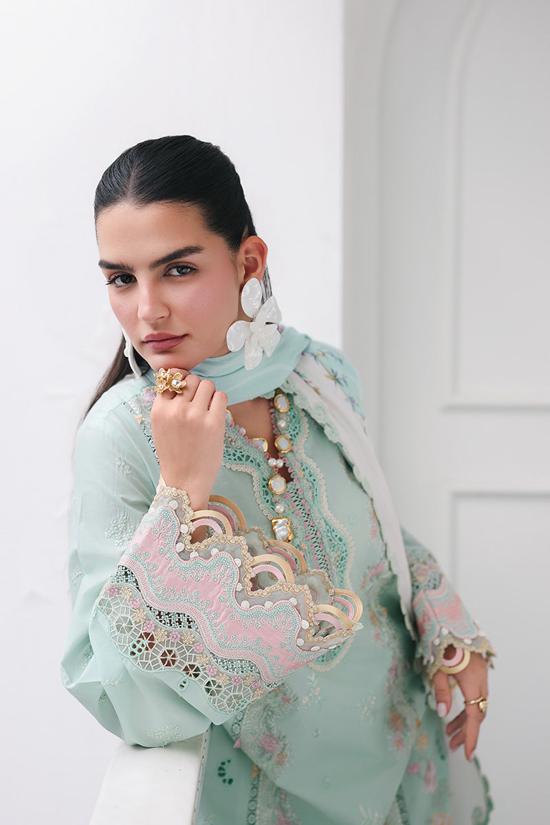 Qalamkar | Q Line Lawn Drop | RP-05 RAHA - Luxury Dress - available at Maria Faisal in UK and USA.