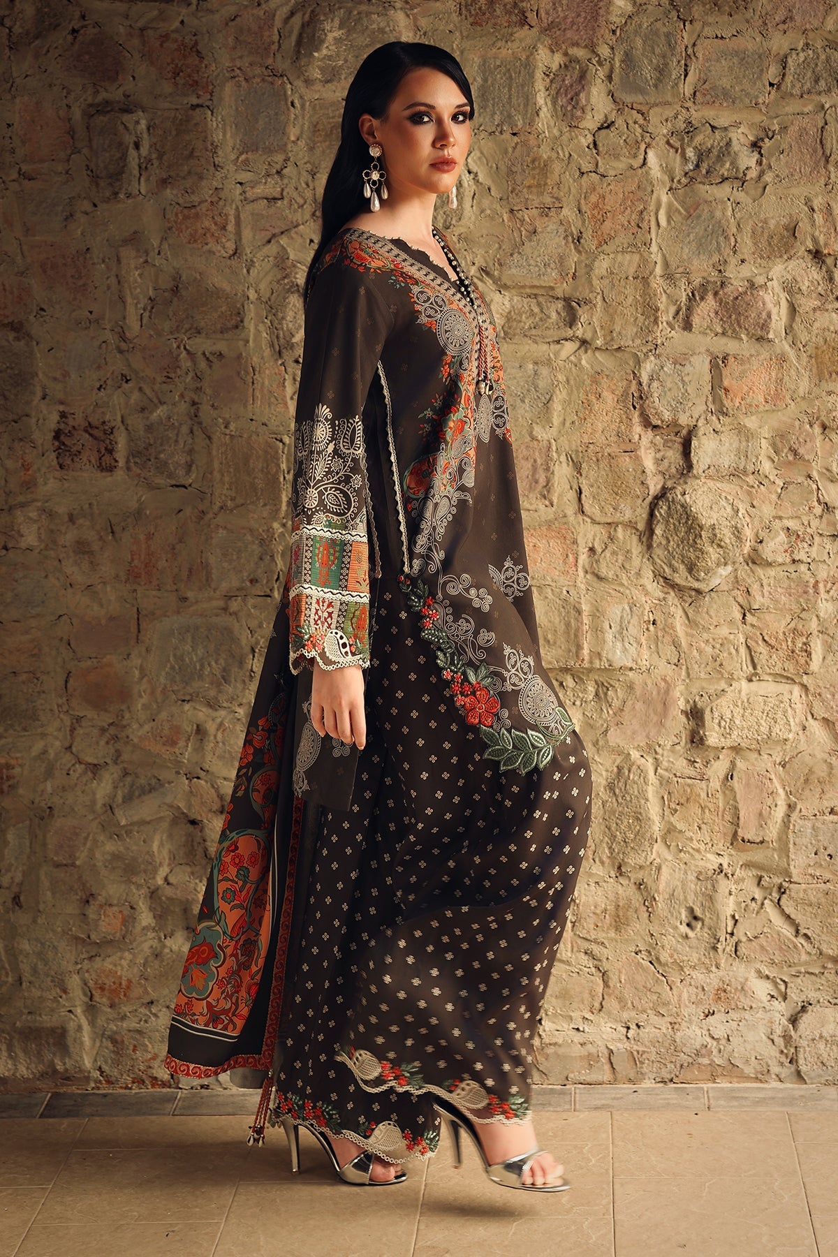 Charizma | Combination Linen 26 | CCW7-15 - Luxury Dress - available at Maria Faisal in UK and USA.