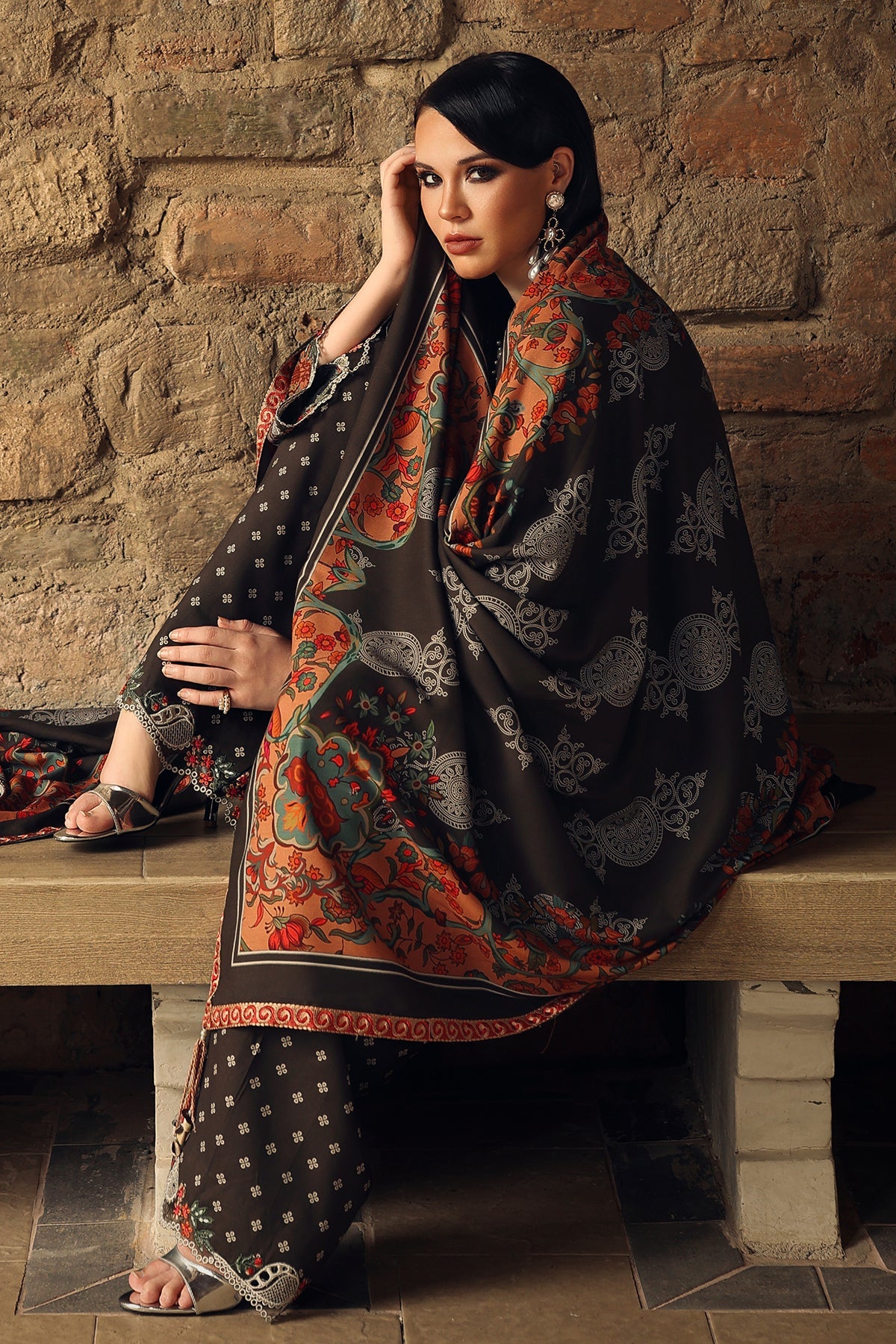 Charizma | Combination Linen 26 | CCW7-15 - Luxury Dress - available at Maria Faisal in UK and USA.
