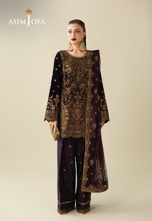Asim Jofa | Makhmal Velvet 25 | AJULM-02 - Formal Dress - available at Maria Faisal in UK and USA.