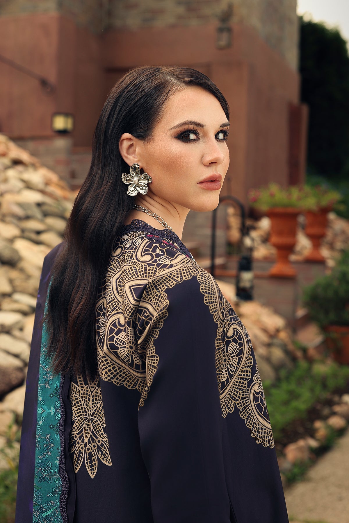 Charizma | Combination Linen 26 | CCW7-13 - Luxury Dress - available at Maria Faisal in UK and USA.