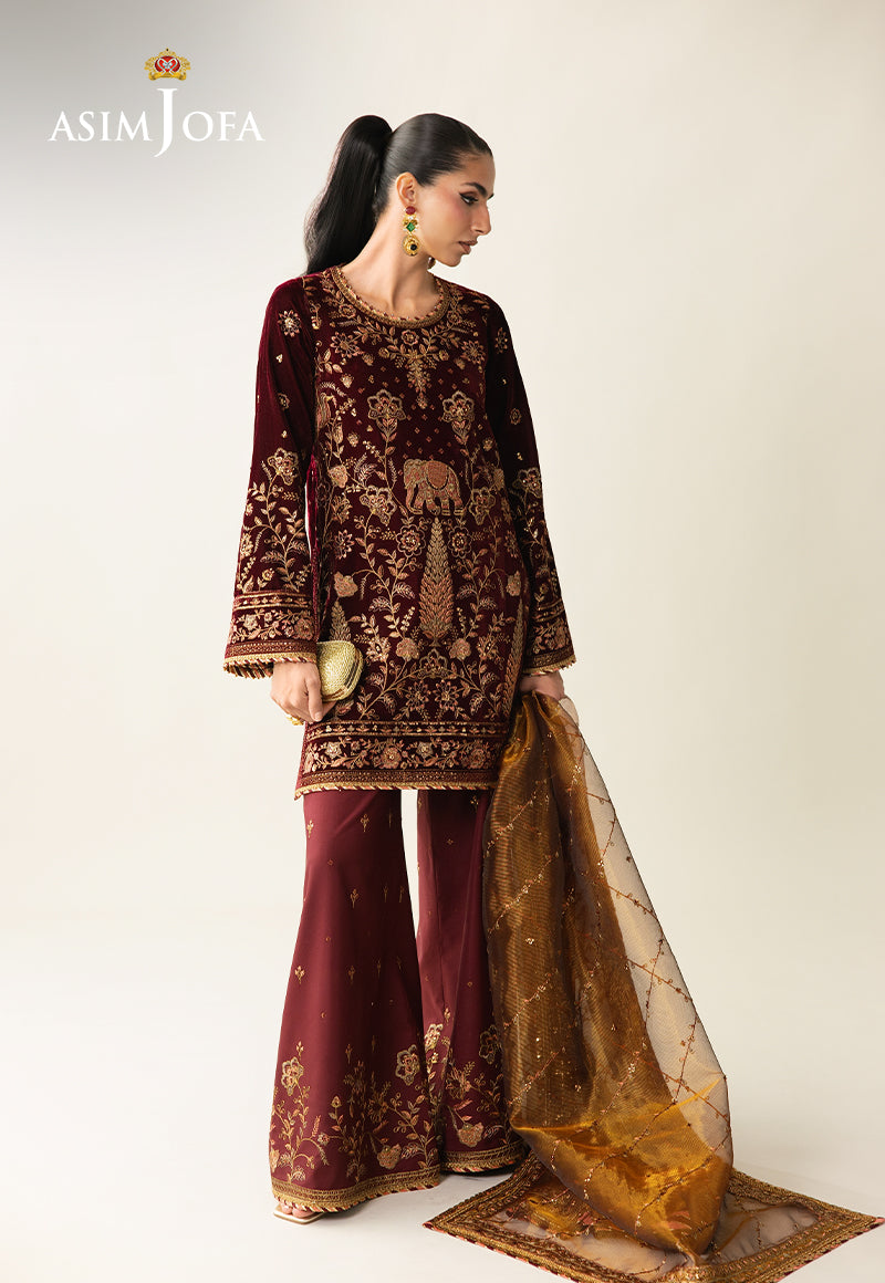 Asim Jofa | Makhmal Velvet 25 | AJULM-07 - Formal Dress - available at Maria Faisal in UK and USA.