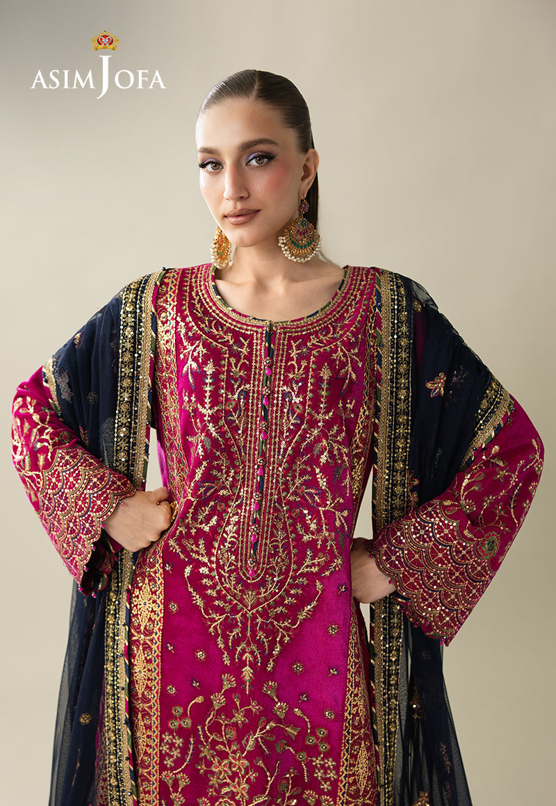 Asim Jofa | Makhmal Velvet 25 | AJULM-03 - Formal Dress - available at Maria Faisal in UK and USA.