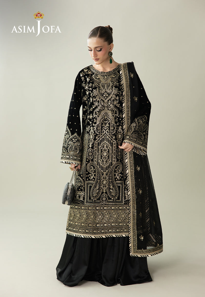Asim Jofa | Makhmal Velvet 25 | AJULM-01 - Formal Dress - available at Maria Faisal in UK and USA.