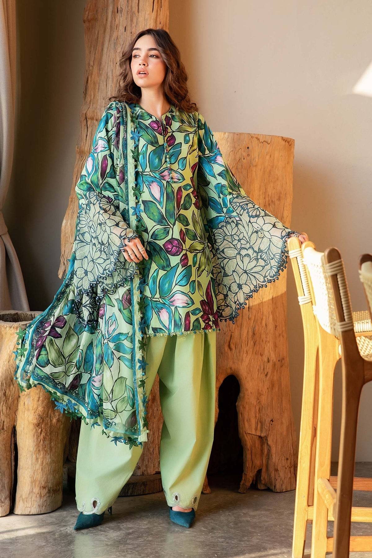 Maria B | M Prints 25 | MPT-2505-B by Maria Faisal - Registered Vendor of : Maria B - type : Ladies Clothes - 100% original wedding dresses