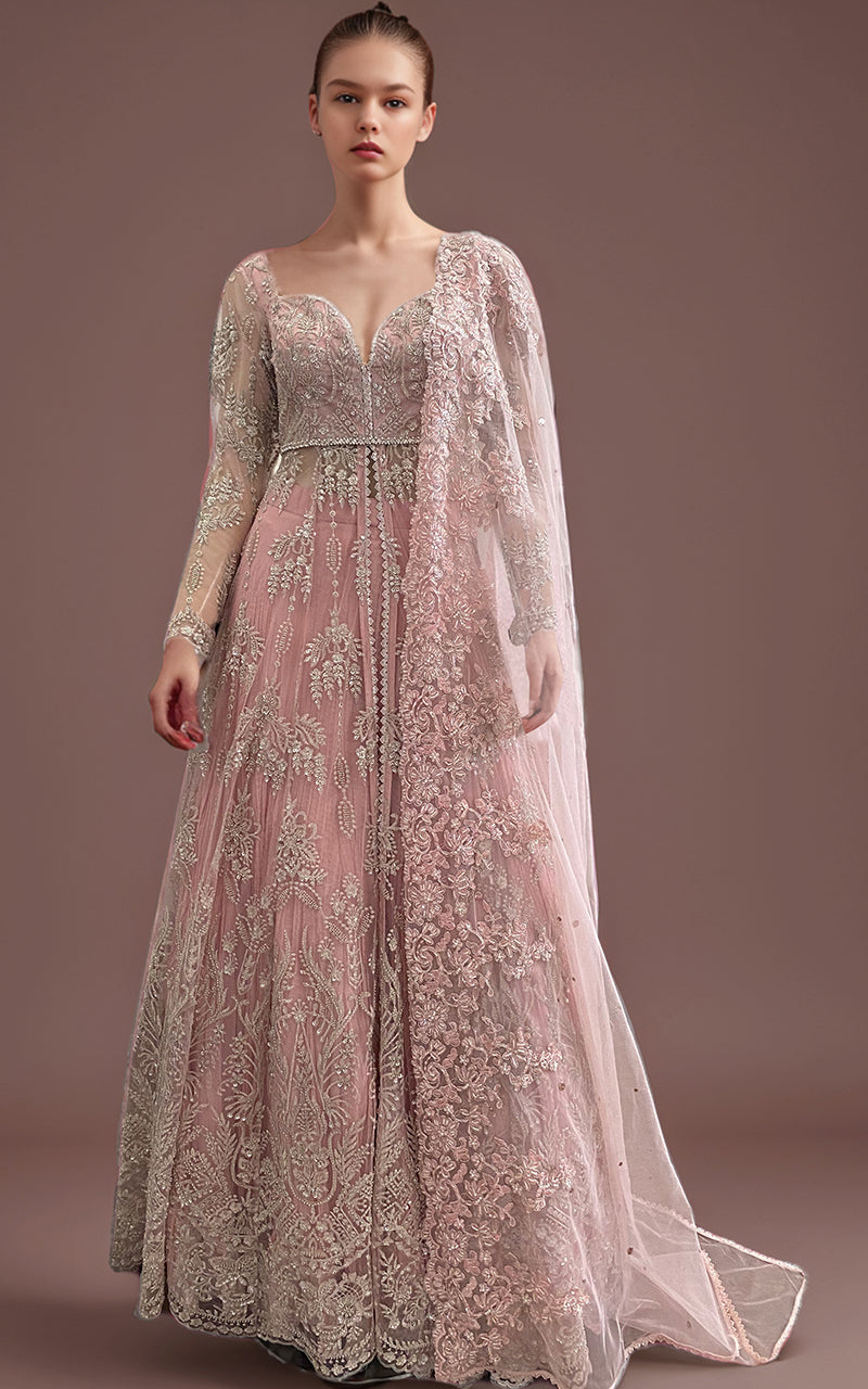 Threads and Motifs | Formal Dresses 25 | Net Embroidered Dress With Skirt And Embroidered Dupatta - Ladies Clothes - Maria Faisal