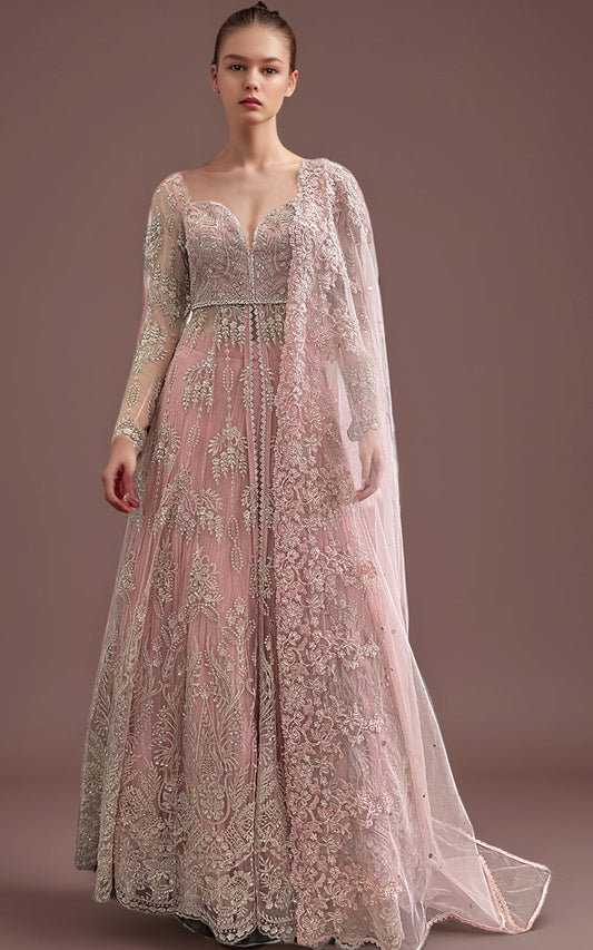 Threads and Motifs | Formal Dresses 25 | Net Embroidered Dress With Skirt And Embroidered Dupatta - Ladies Clothes - Maria Faisal