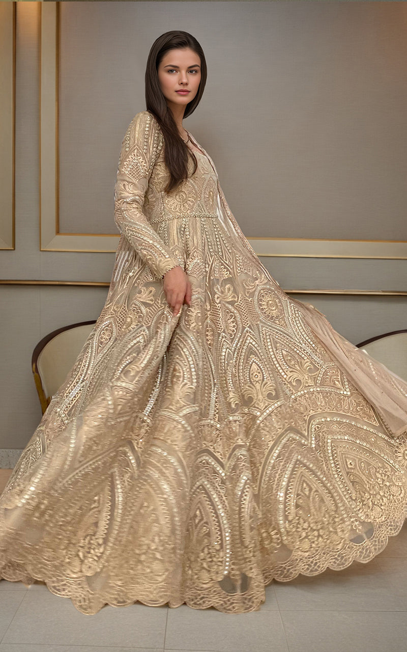 Threads and Motifs | Formal Dresses 25 | Organza Embroidered Maxi - Ladies Clothes - Maria Faisal