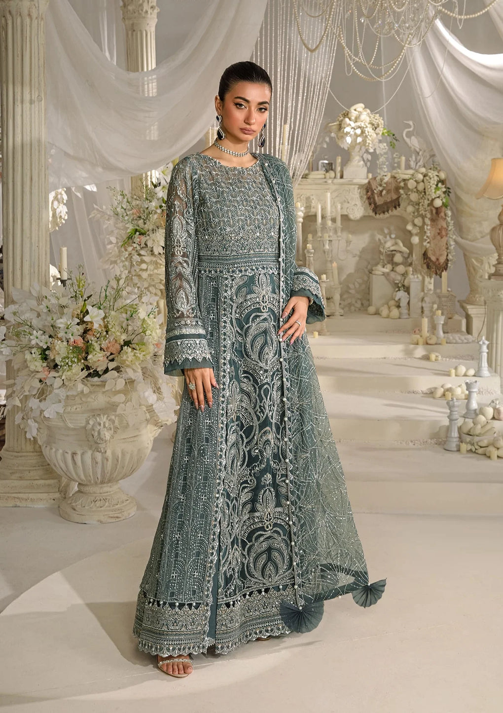 Elaf Premium | Evara Formals 24 | EFE-08 NIRVANA - Designer Dress with Intricate embroidery and embellishments. Shop elegent wedding dress at Maria Faisal.