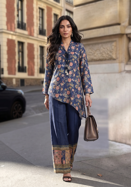 Zarqash | Silk Edit 26 | Indigo Reverie - Luxury Dress - available at Maria Faisal in UK and USA.