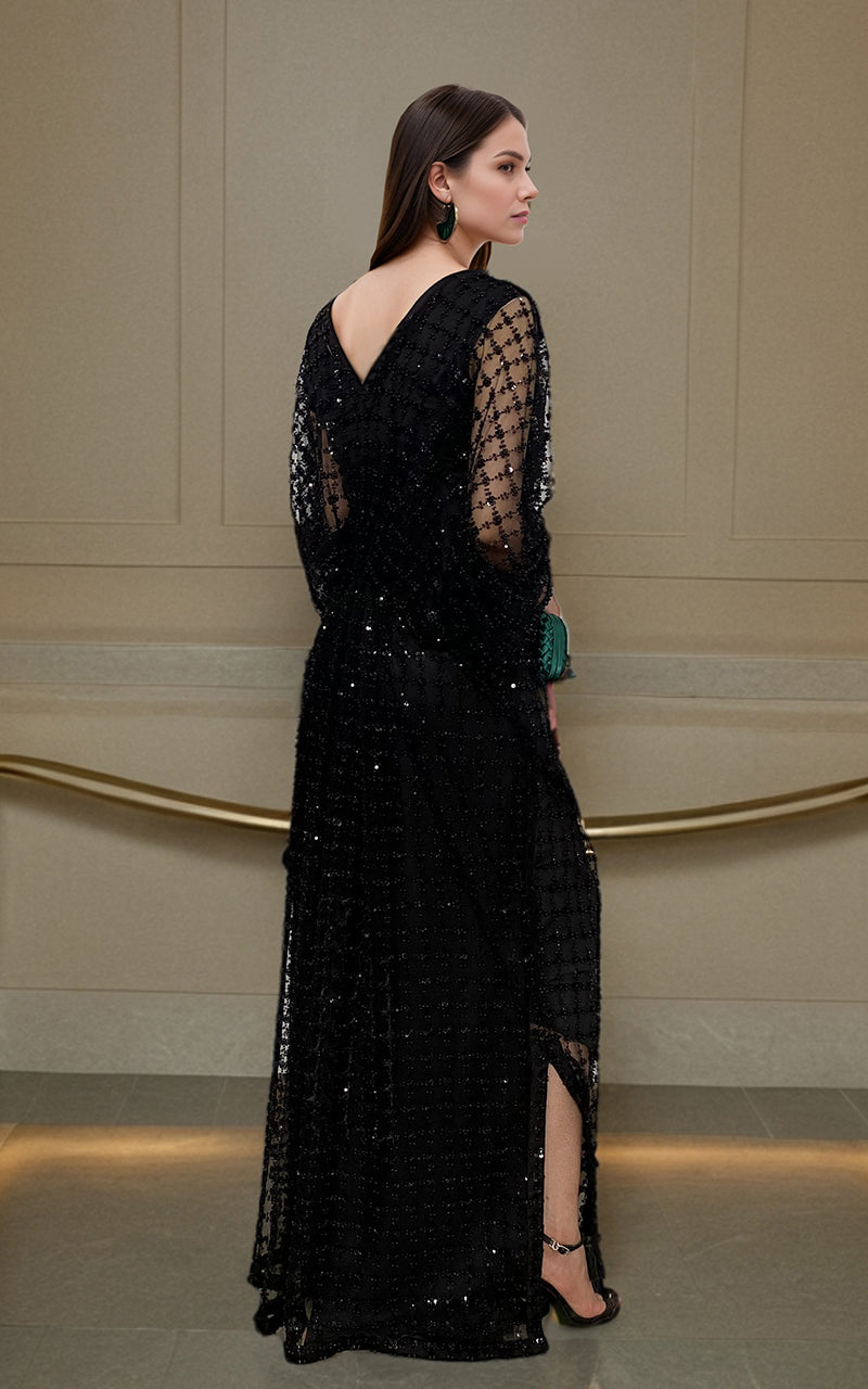 Threads and Motifs | Formal Dresses 25 | Net Embroidered Kaftan - Ladies Clothes - Maria Faisal