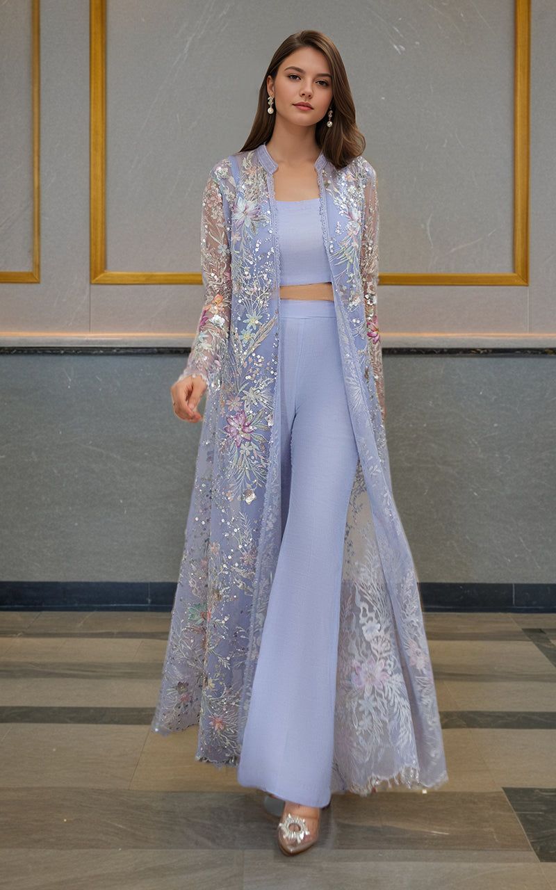 Threads and Motifs | Formal Dresses 25 | Net Embroidered Jacket - Ladies Clothes - Maria Faisal