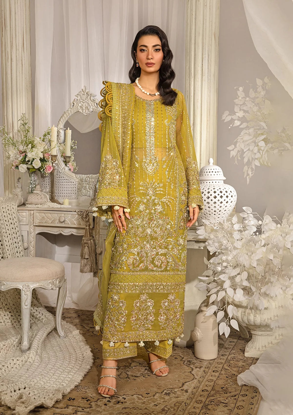 Elaf Premium | Evara Formals 24 | EFE-03 SUNLIT - Designer Dress with Intricate embroidery and embellishments. Shop elegent wedding dress at Maria Faisal.