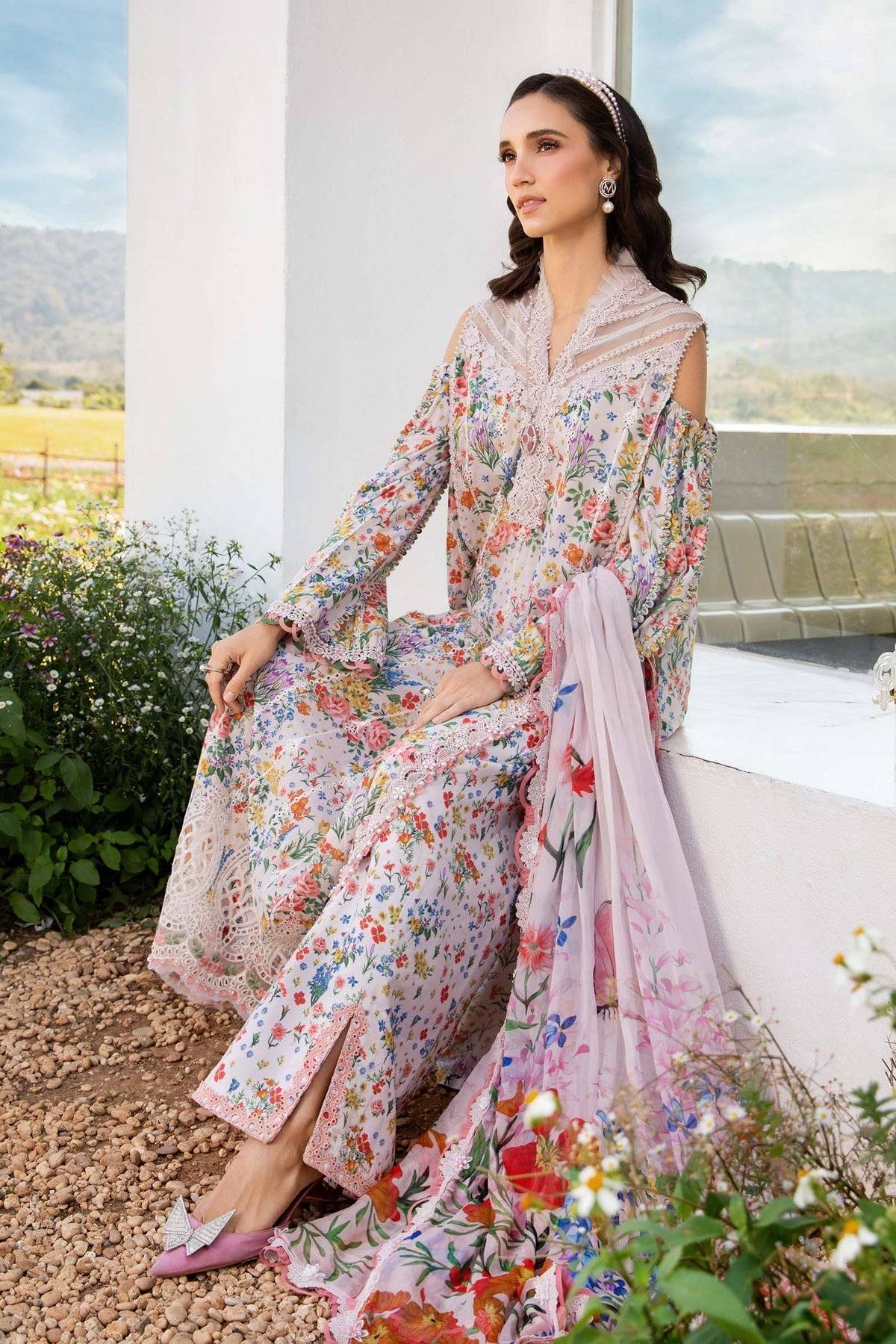 Maria B | M Prints 25 | MPT-2507-A by Maria Faisal - Registered Vendor of : Maria B - type : Ladies Clothes - 100% original wedding dresses