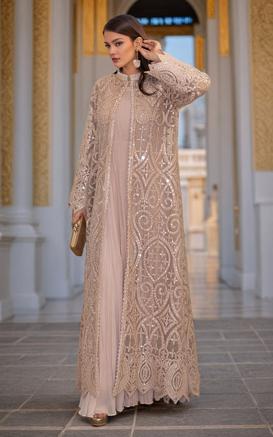 Threads and Motifs | Formal Dresses 25 | Organza Embroidered Jacket With Crushed Maxi - Ladies Clothes - Maria Faisal