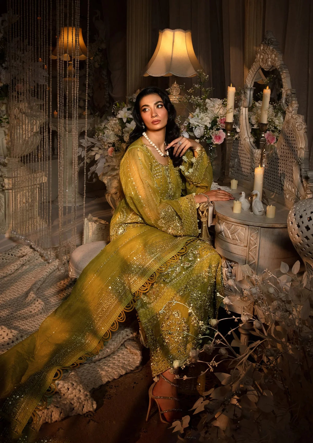 Elaf Premium | Evara Formals 24 | EFE-03 SUNLIT - Designer Dress with Intricate embroidery and embellishments. Shop elegent wedding dress at Maria Faisal.