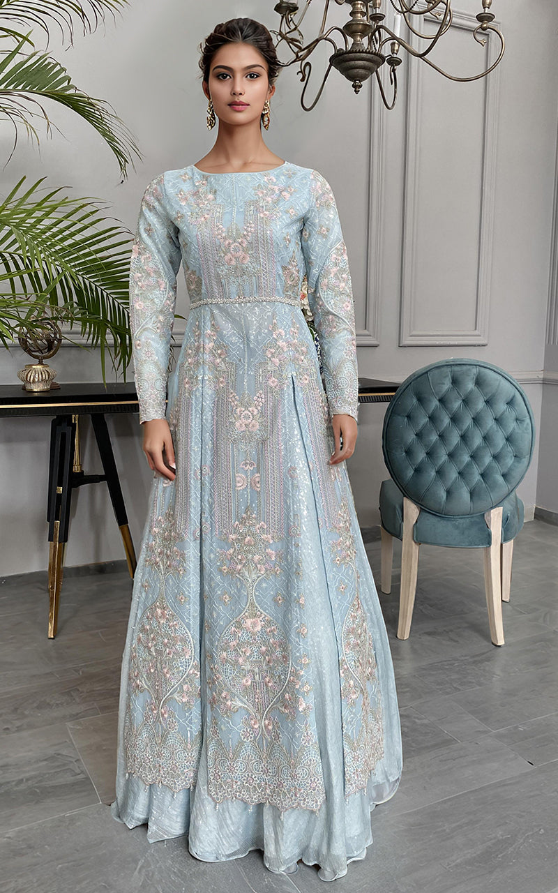 Threads and Motifs | Formal Dresses 25 | Net Embroidered Maxi - Ladies Clothes - Maria Faisal