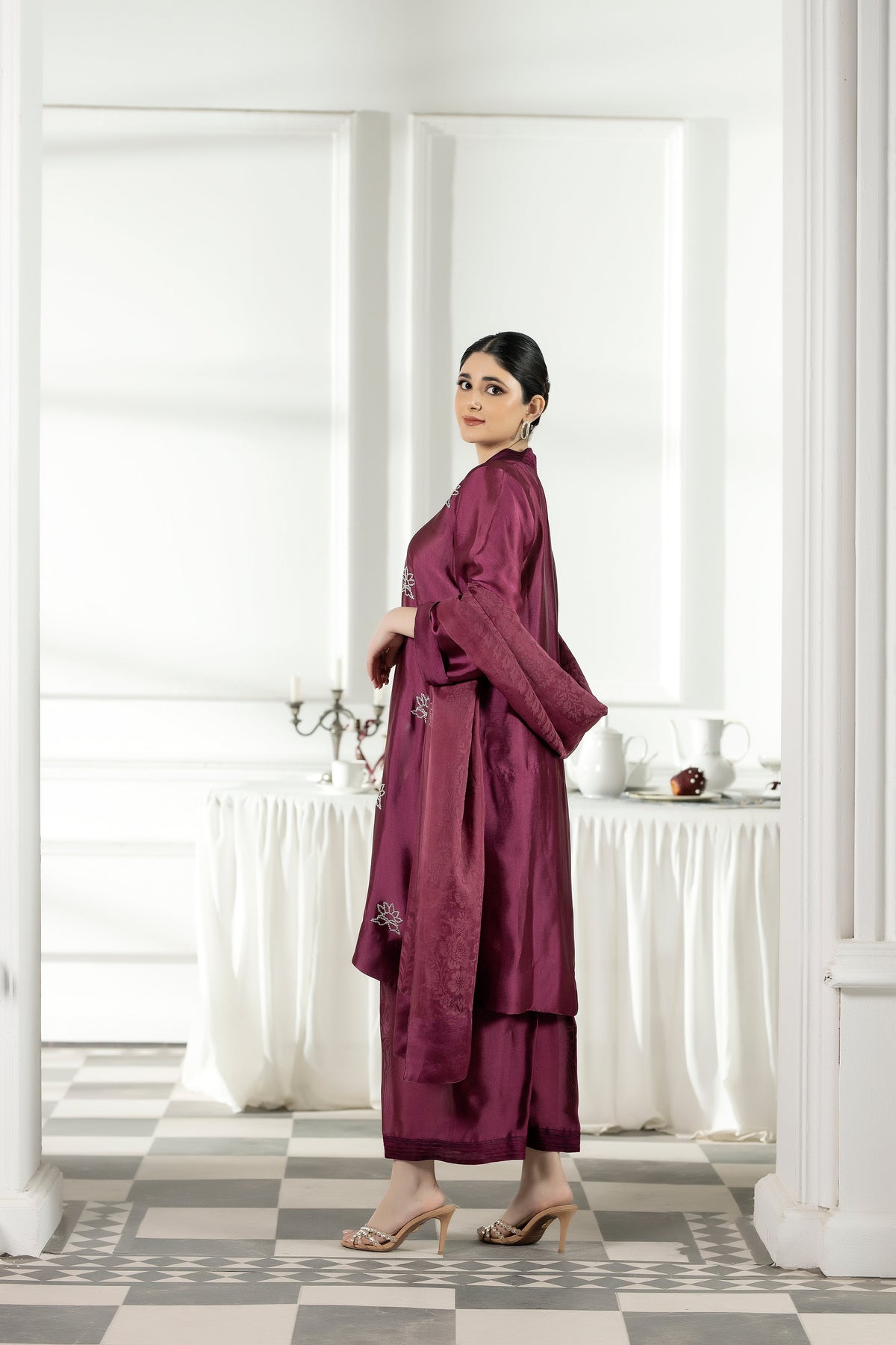 Purple Haze | Suraya Edit |Mulberry Magic - Luxury Dress - available at Maria Faisal in UK and USA.