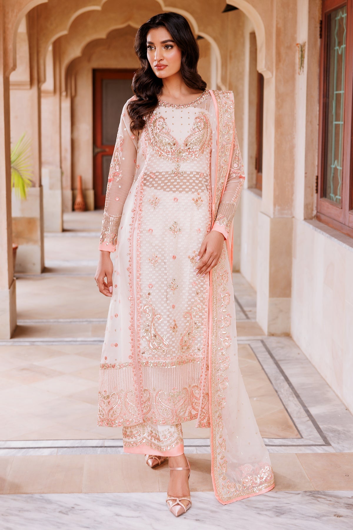 Mina Kashif | Shahbano Luxury Pret 24 | Mirhana - Designer Dress with Intricate embroidery and embellishments. Shop elegent wedding dress at Maria Faisal.