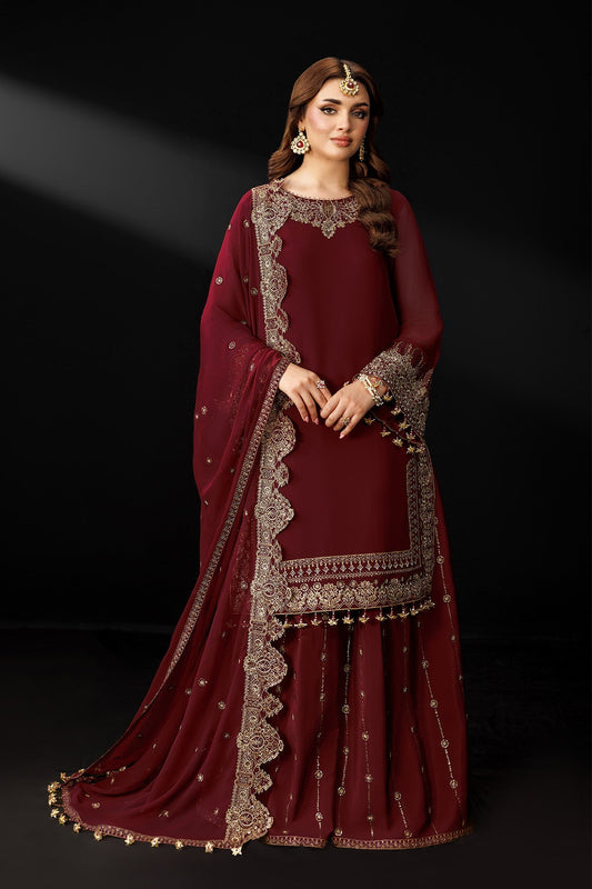 Alizeh | Dua Formals 26 | AF-DUA-3035-Marsala - Dress - available at Maria Faisal in UK and USA.