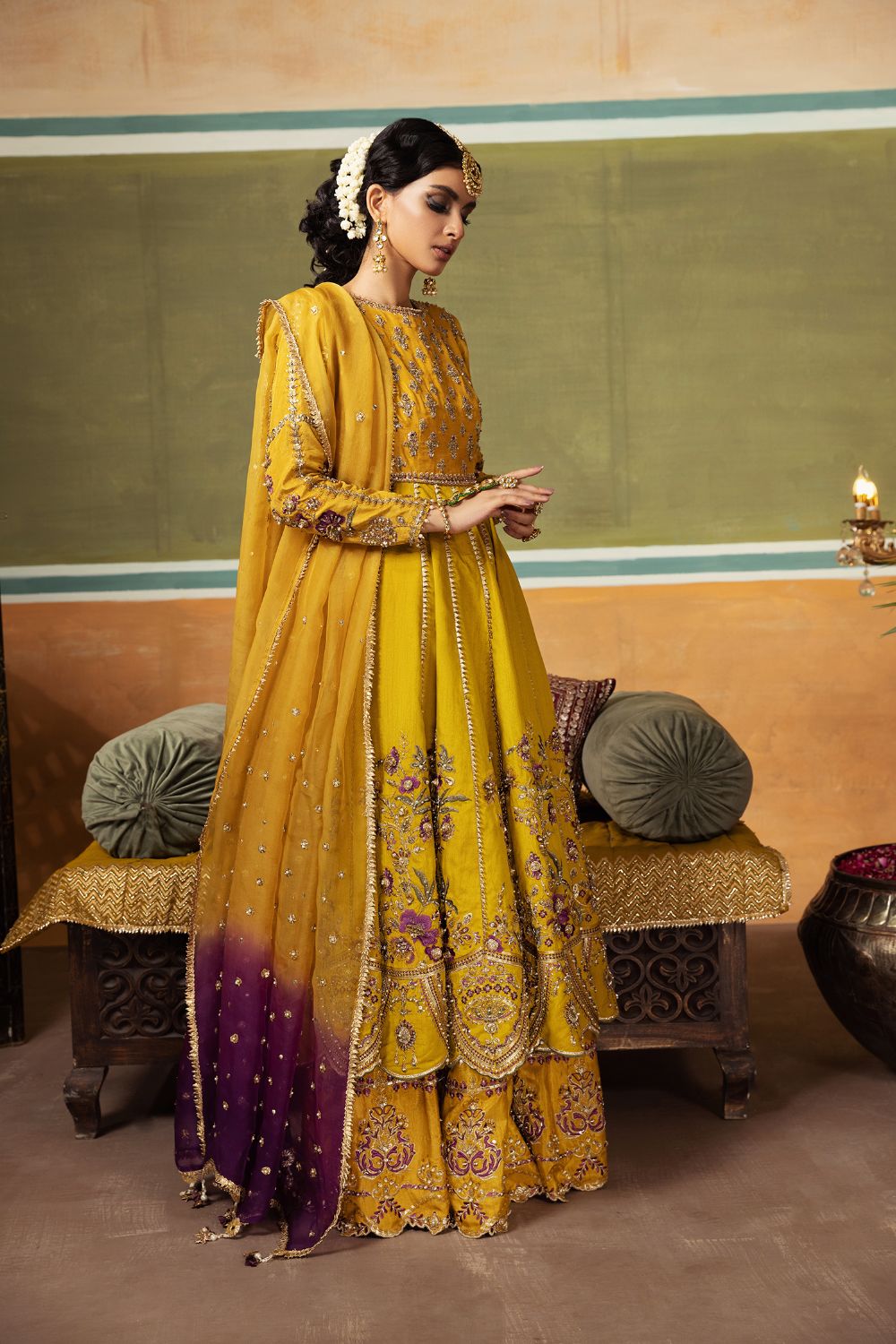 Erum Khan | Begham Jaan Bridal Formals | SEPIA - Designer Dress with Intricate embroidery and embellishments. Shop elegent wedding dress at Maria Faisal.