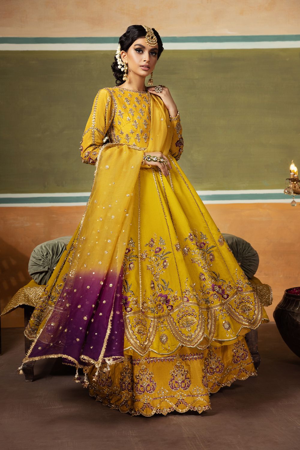 Erum Khan | Begham Jaan Bridal Formals | SEPIA - Designer Dress with Intricate embroidery and embellishments. Shop elegent wedding dress at Maria Faisal.