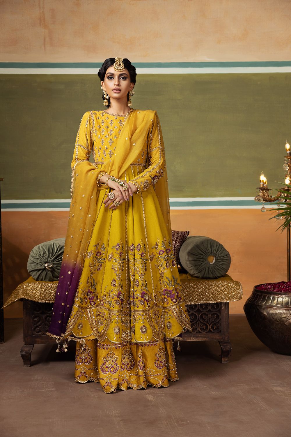 Erum Khan | Begham Jaan Bridal Formals | SEPIA - Designer Dress with Intricate embroidery and embellishments. Shop elegent wedding dress at Maria Faisal.