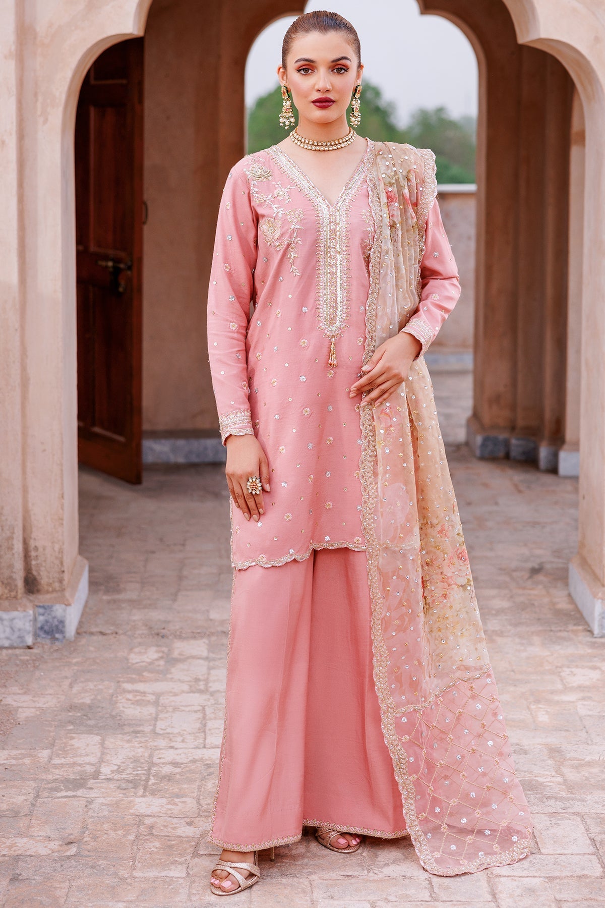 Mina Kashif | Shahbano Luxury Pret 24 | Amber - Designer Dress with Intricate embroidery and embellishments. Shop elegent wedding dress at Maria Faisal.