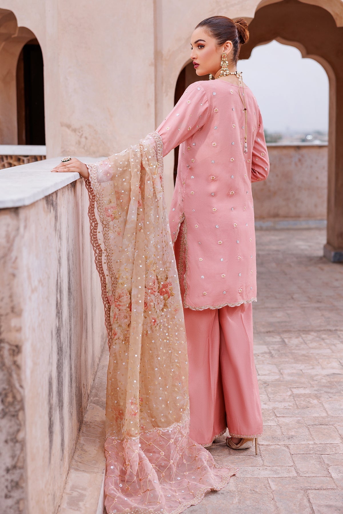 Mina Kashif | Shahbano Luxury Pret 24 | Amber - Designer Dress with Intricate embroidery and embellishments. Shop elegent wedding dress at Maria Faisal.