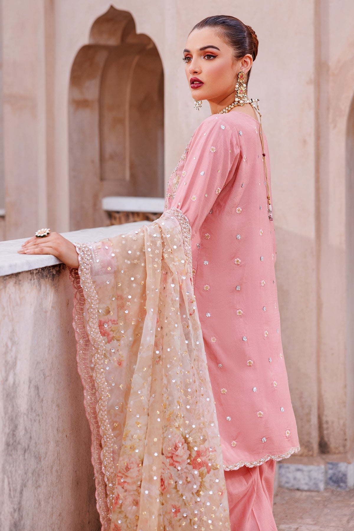 Mina Kashif | Shahbano Luxury Pret 24 | Amber - Designer Dress with Intricate embroidery and embellishments. Shop elegent wedding dress at Maria Faisal.