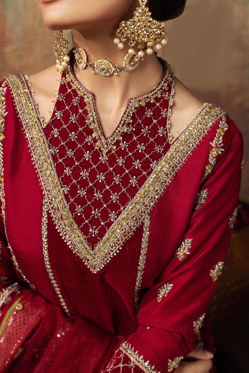 Erum Khan | Begham Jaan Bridal Formals | MALA - Designer Dress with Intricate embroidery and embellishments. Shop elegent wedding dress at Maria Faisal.