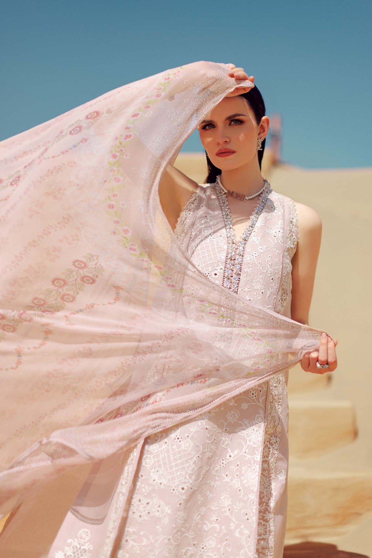 Noor By Saadia Asad | Eid Handwork Laserkari Lawn 24 | D7 - Designer Dress with Intricate embroidery and embellishments. Shop elegent wedding dress at Maria Faisal.