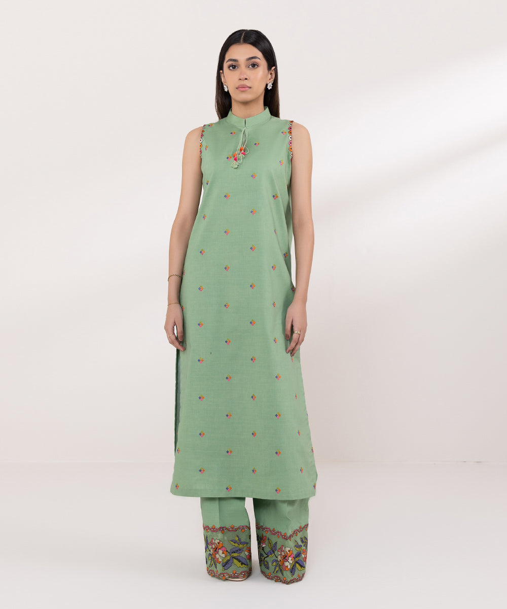 Sapphire | Intermix 2024 | Cambric Suit S-35 - Designer Dress with Intricate embroidery and embellishments. Shop elegent wedding dress at Maria Faisal.