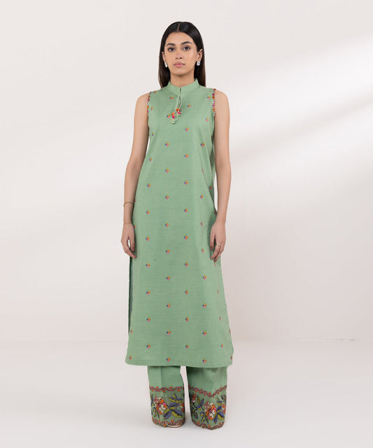 Sapphire | Intermix 2024 | Cambric Suit S-35 - Designer Dress with Intricate embroidery and embellishments. Shop elegent wedding dress at Maria Faisal.