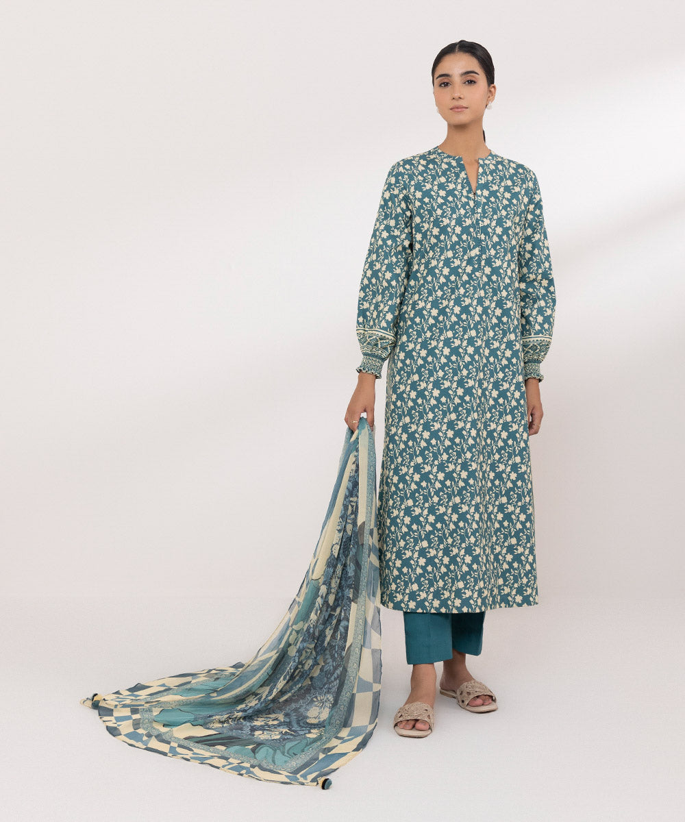 Sapphire | Intermix 2024 | Cambric Suit S-22 - Designer Dress with Intricate embroidery and embellishments. Shop elegent wedding dress at Maria Faisal.