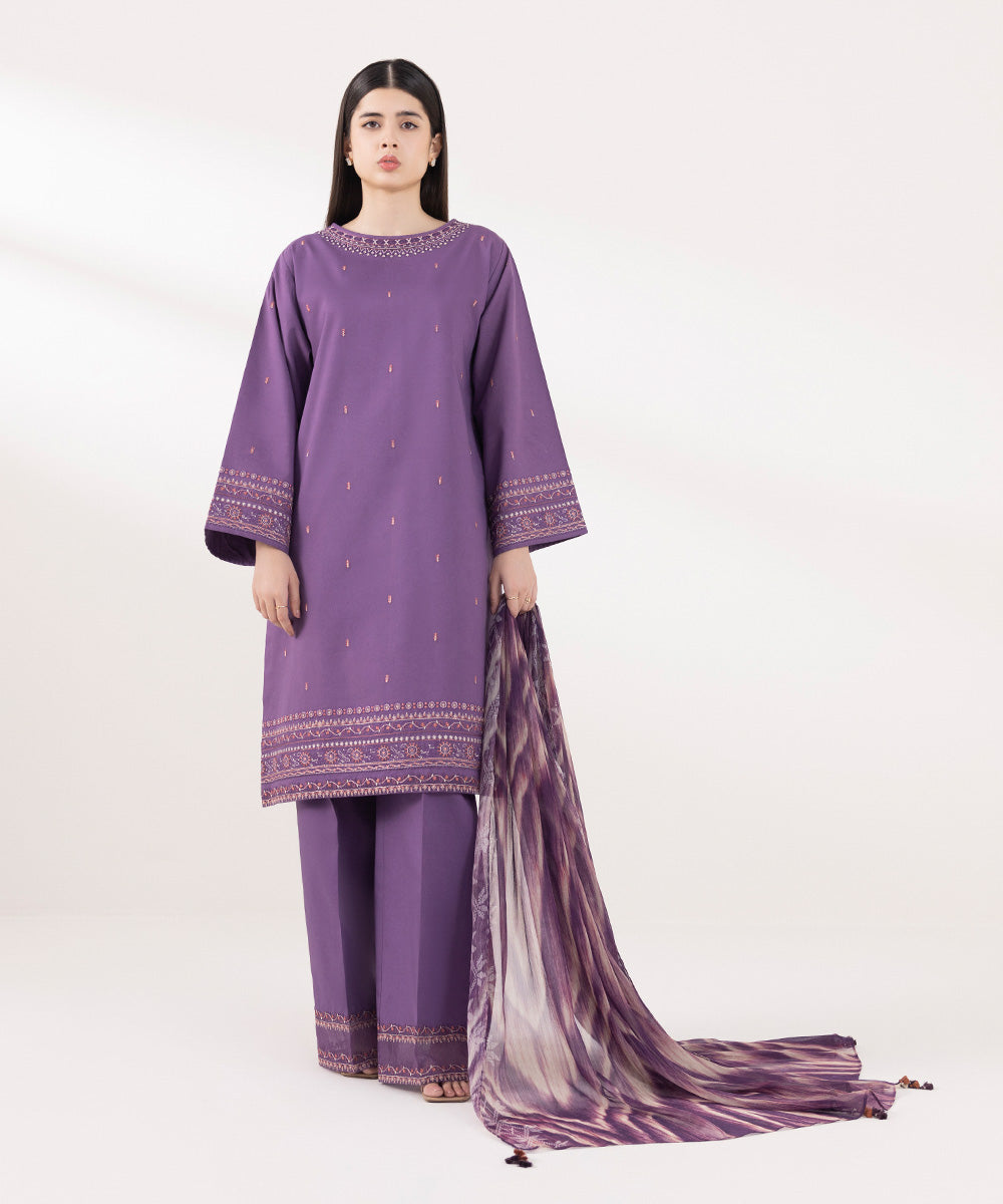 Sapphire | Intermix 2024 | Cambric Suit S-41 - Designer Dress with Intricate embroidery and embellishments. Shop elegent wedding dress at Maria Faisal.