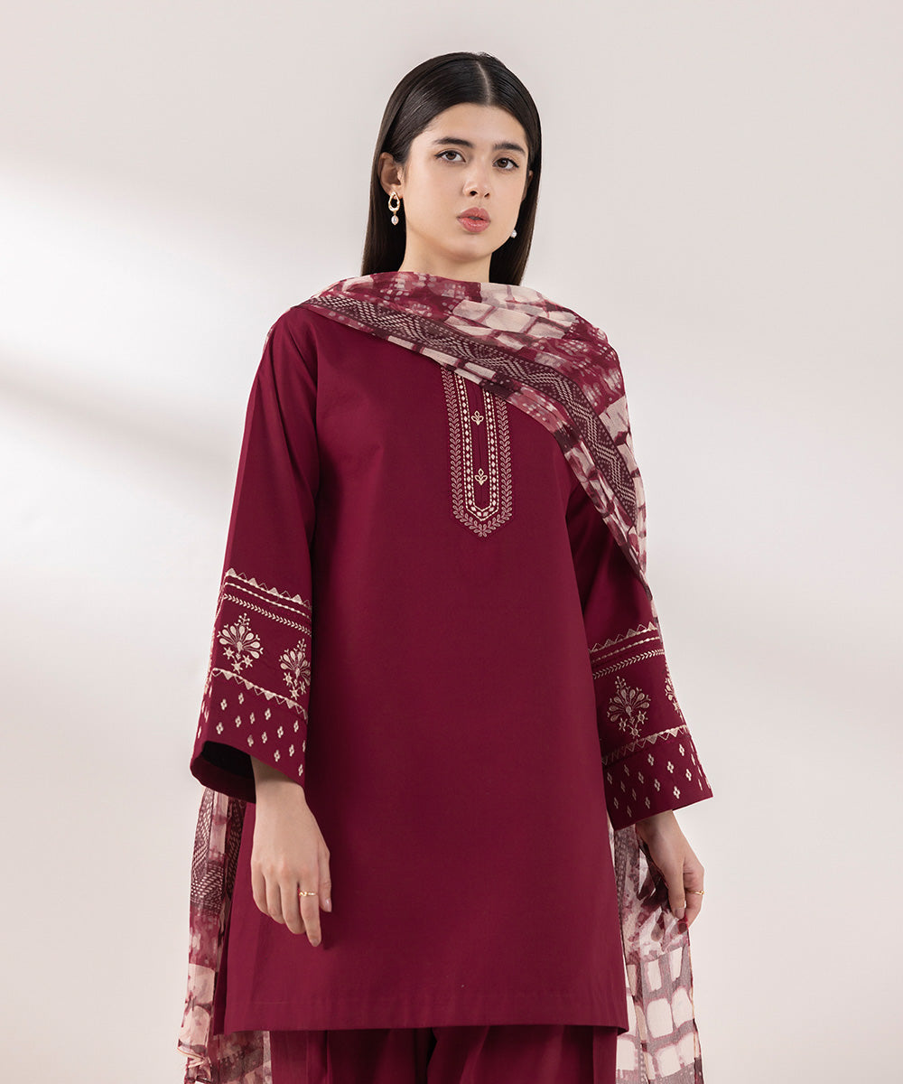 Sapphire | Intermix 2024 | Cambric Suit S-42 - Designer Dress with Intricate embroidery and embellishments. Shop elegent wedding dress at Maria Faisal.