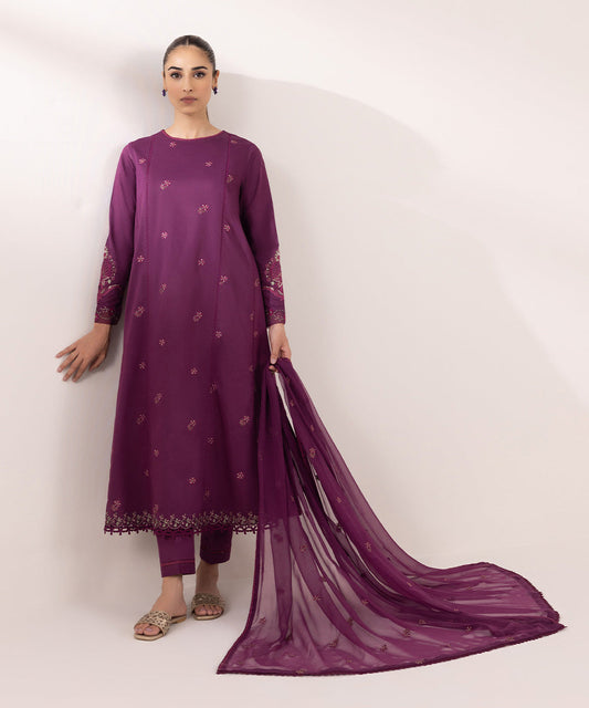 Sapphire | Intermix 2024 | Cambric Suit S-11 - Designer Dress with Intricate embroidery and embellishments. Shop elegent wedding dress at Maria Faisal.