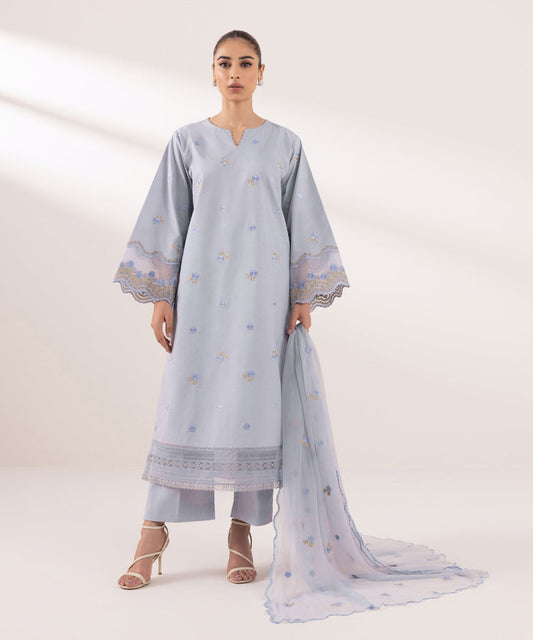 Sapphire | Intermix 2024 | Cambric Suit S-15 - Designer Dress with Intricate embroidery and embellishments. Shop elegent wedding dress at Maria Faisal.