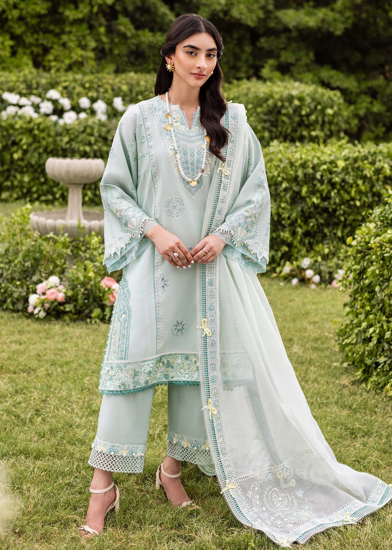 Sadaf Fawad Khan | Lawn 24 | Zaphira (B) - Designer Dress with Intricate embroidery and embellishments. Shop elegent wedding dress at Maria Faisal.