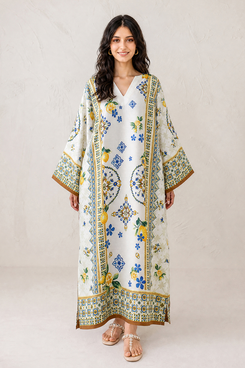 Saad Shaikh | Ease Fall Edit 26 | D-01 Kaftan - Casual Dress - available at Maria Faisal in UK and USA.
