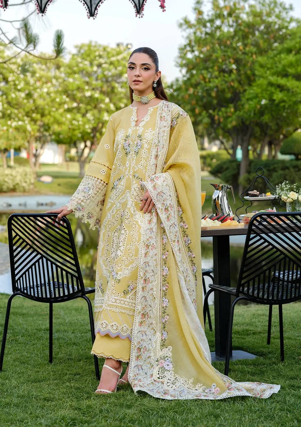 Elaf Premium | Luxury Lawn 25 | ELH-4A DANDELION by Maria Faisal - Registered Vendor of : Elaf Premium - type : Ladies Clothes - 100% original wedding dresses