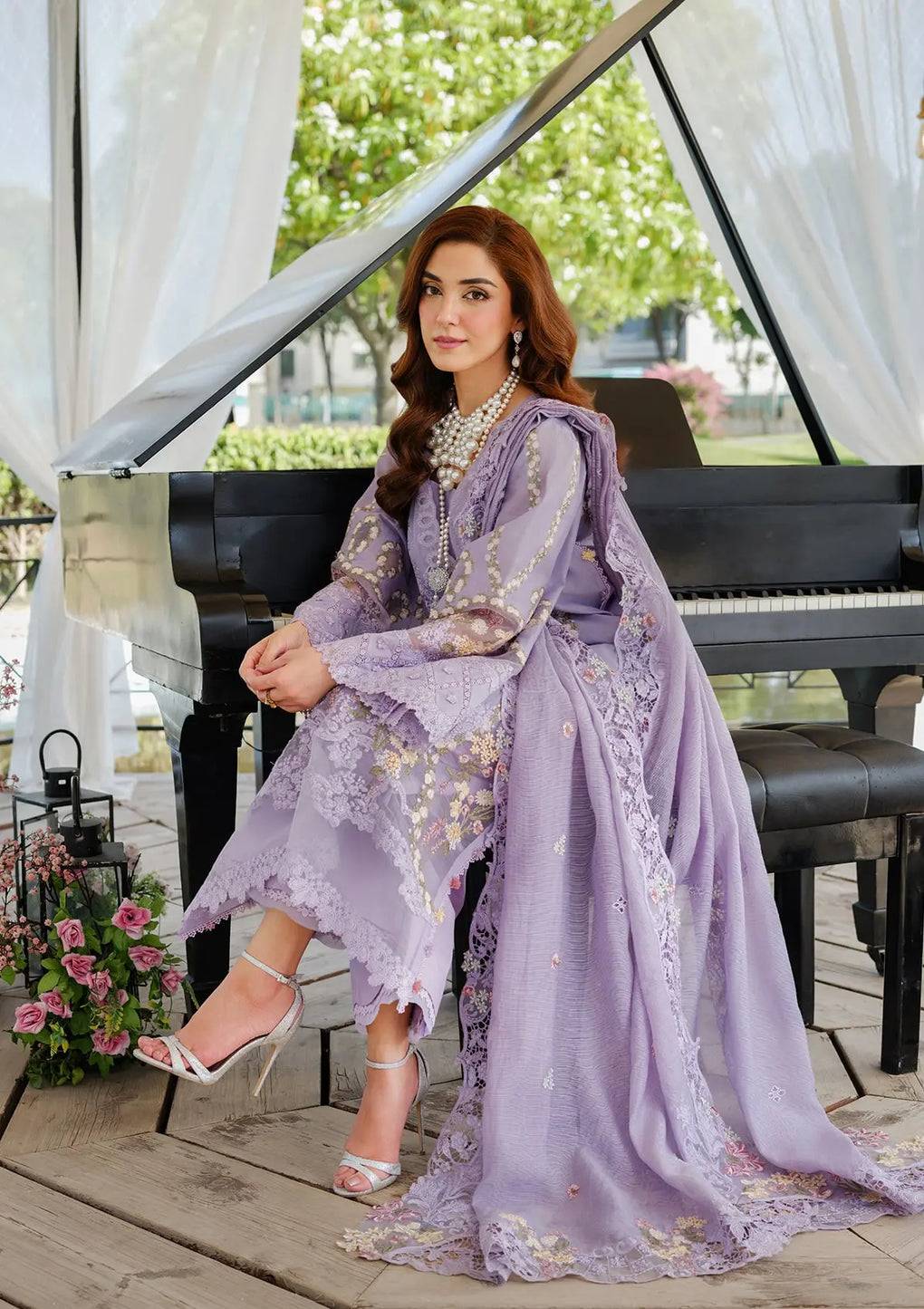 Elaf Premium | Luxury Lawn 25 | ELH-3A PARIS HUES by Maria Faisal - Registered Vendor of : Elaf Premium - type : Ladies Clothes - 100% original wedding dresses