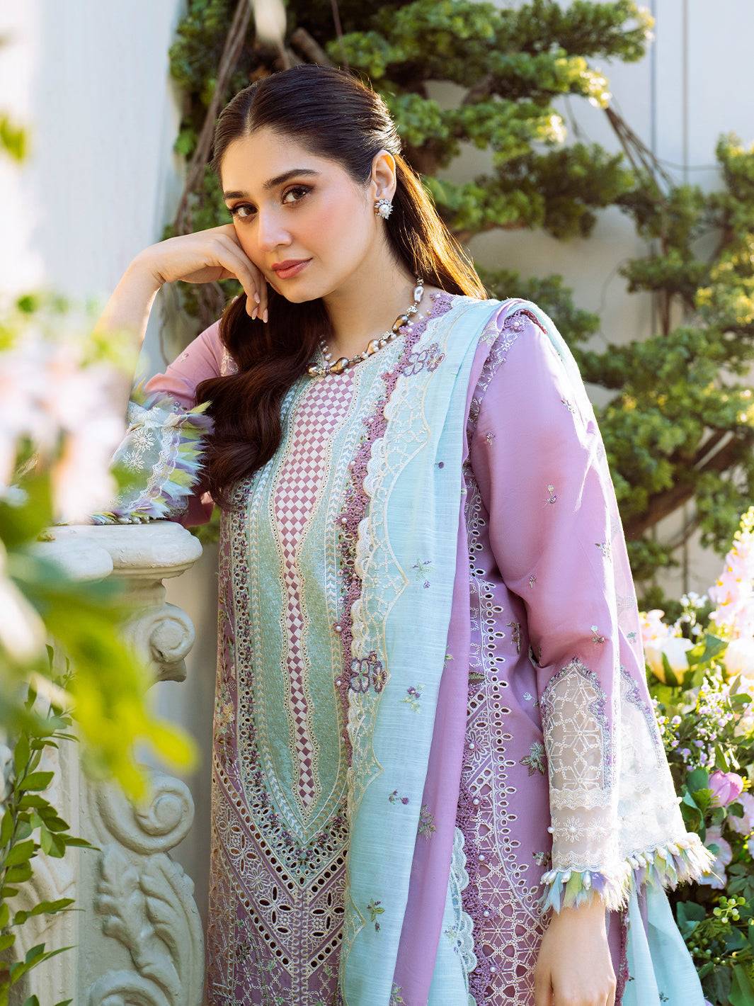Bin Ilyas | Freesia Embroidered Lawn 25 | 101 - B by Maria Faisal - Registered Vendor of : Bin Ilyas - type : Ladies Clothes - 100% original wedding dresses